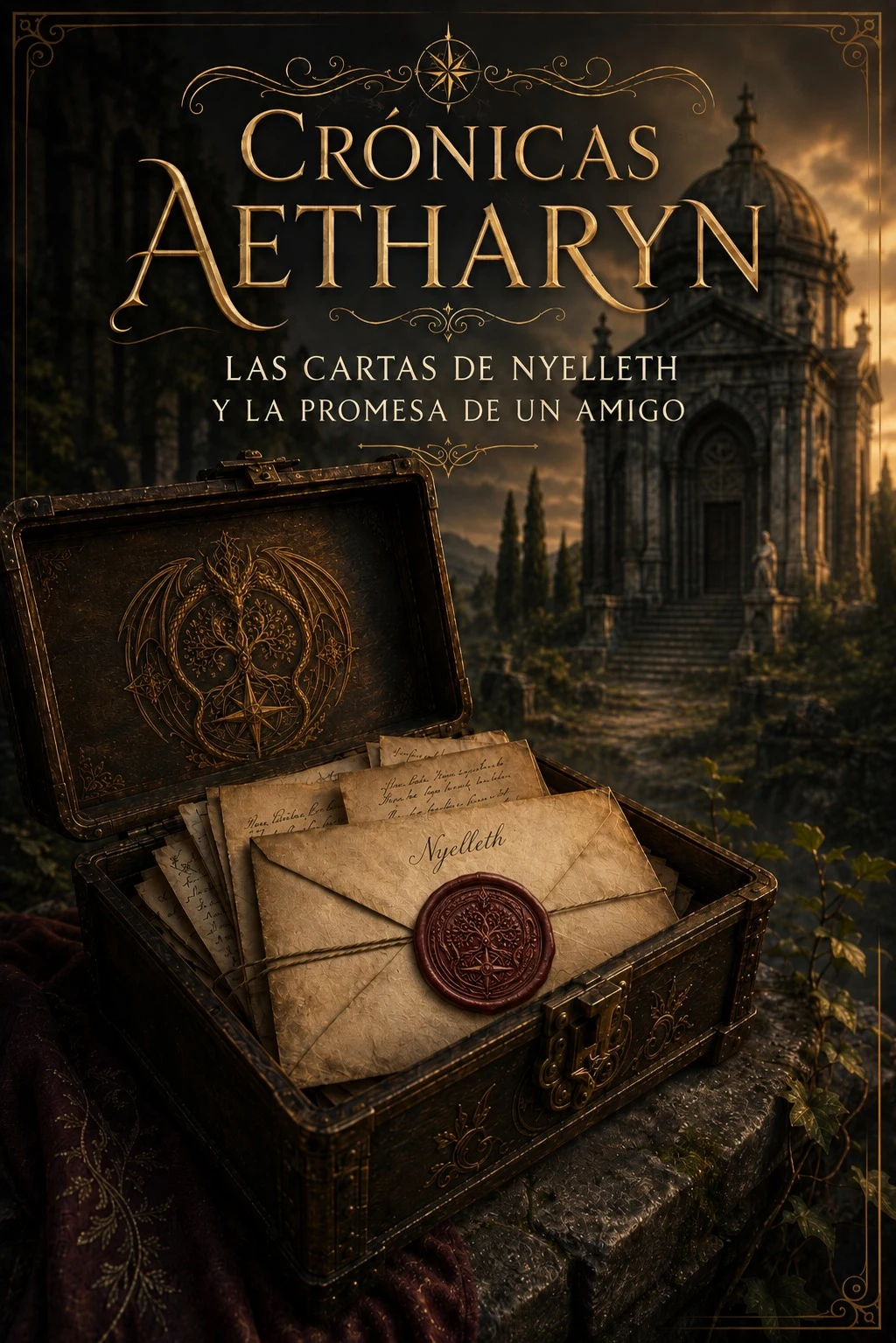 Portada oficial de Crónicas Aetharyn: Las cartas de Nyelleth y la promesa de un amigo